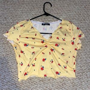 SHEIN Yellow Floral Crop Top